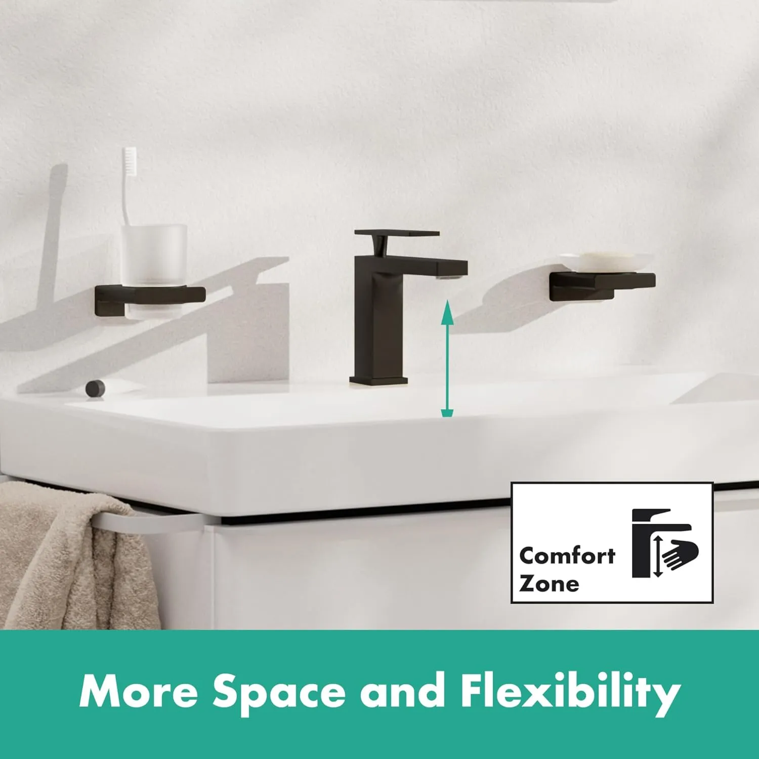 hansgrohe Tecturis E -Handle -Hole 6-inch Tall Bathroom Sink Faucet in Matte Black, 73014671
