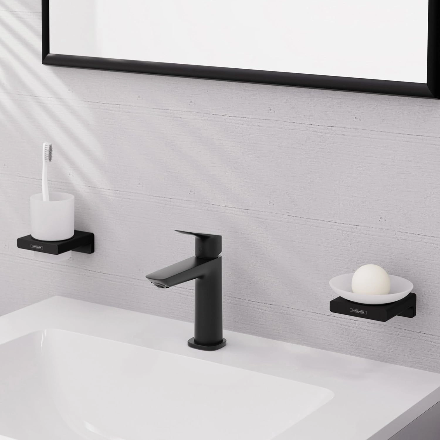 hansgrohe Logis Fine Modern 1-Handle 1-Hole 7-inch Tall Bathroom Sink Faucet in Matte Black, 71253671