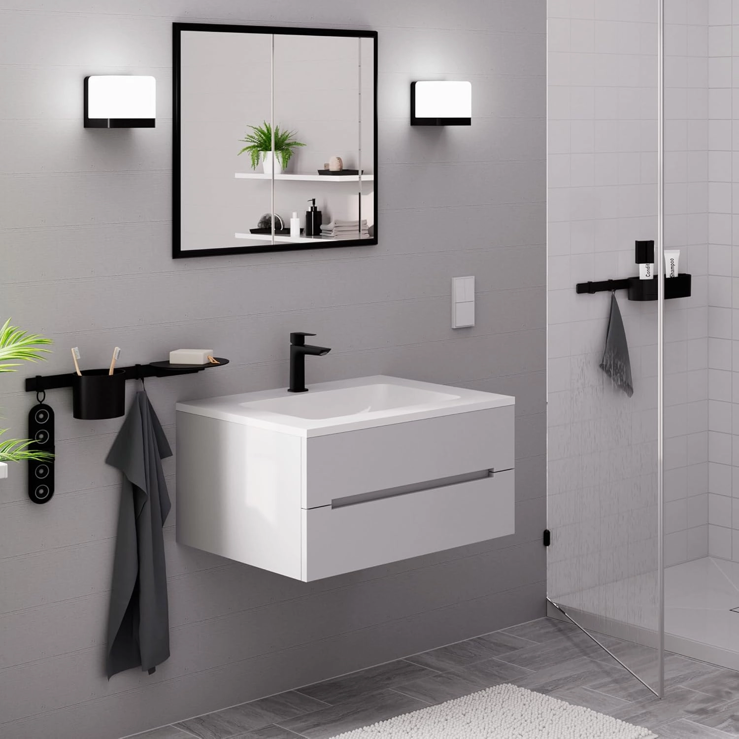 hansgrohe Logis Fine Modern 1-Handle 1-Hole 7-inch Tall Bathroom Sink Faucet in Matte Black, 71253671
