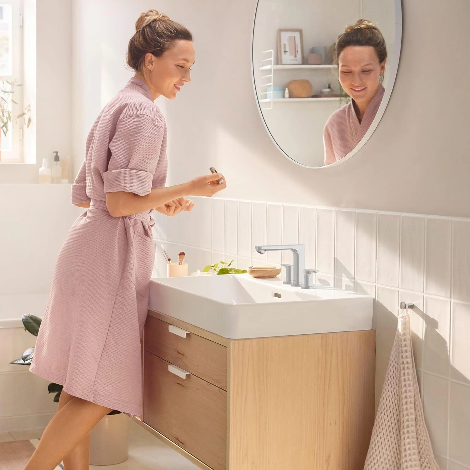 Hansgrohe Rebris S Contemporary 2-Handle 3-Hole 5-inch Tall Bathroom Sink Faucet in Matte Black, 72530671