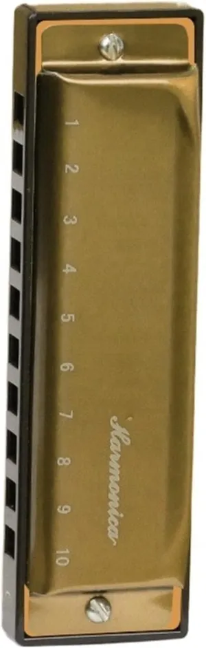 Harmonica 10 Hole C Blues Harmonica Beginners Playing(Gold)