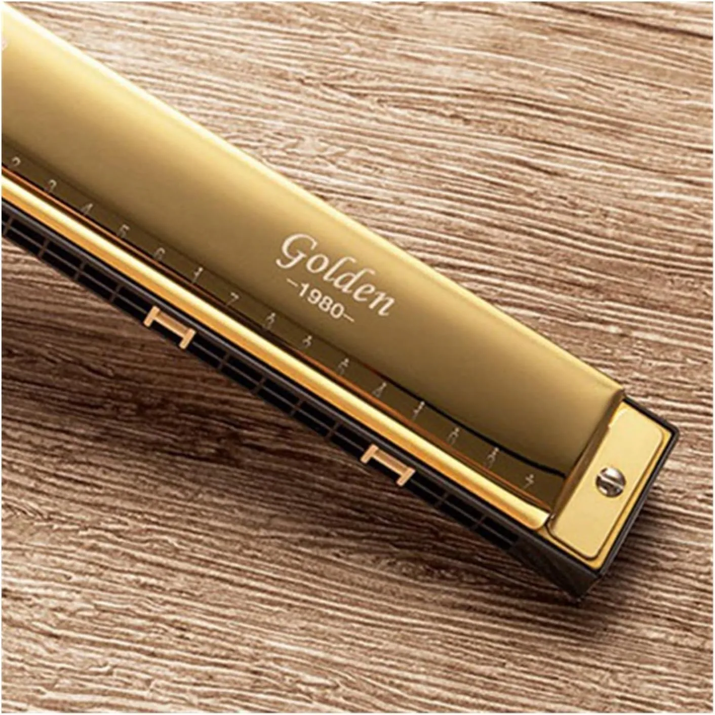 Harmonica 24 hole polyphonic C harmonica beginners playing instrument(Gold)