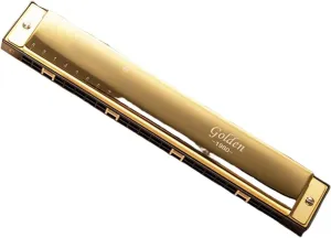 Harmonica 24 hole polyphonic C harmonica beginners playing instrument(Gold)