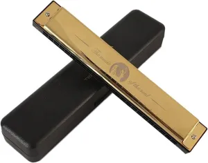 Harmonica beginner instrument 24 hole polyphonic C harmonica(Gold)