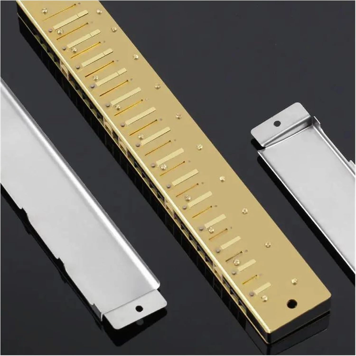 Harmonica 28 hole polyphony beginner performance level instrument(Gold)
