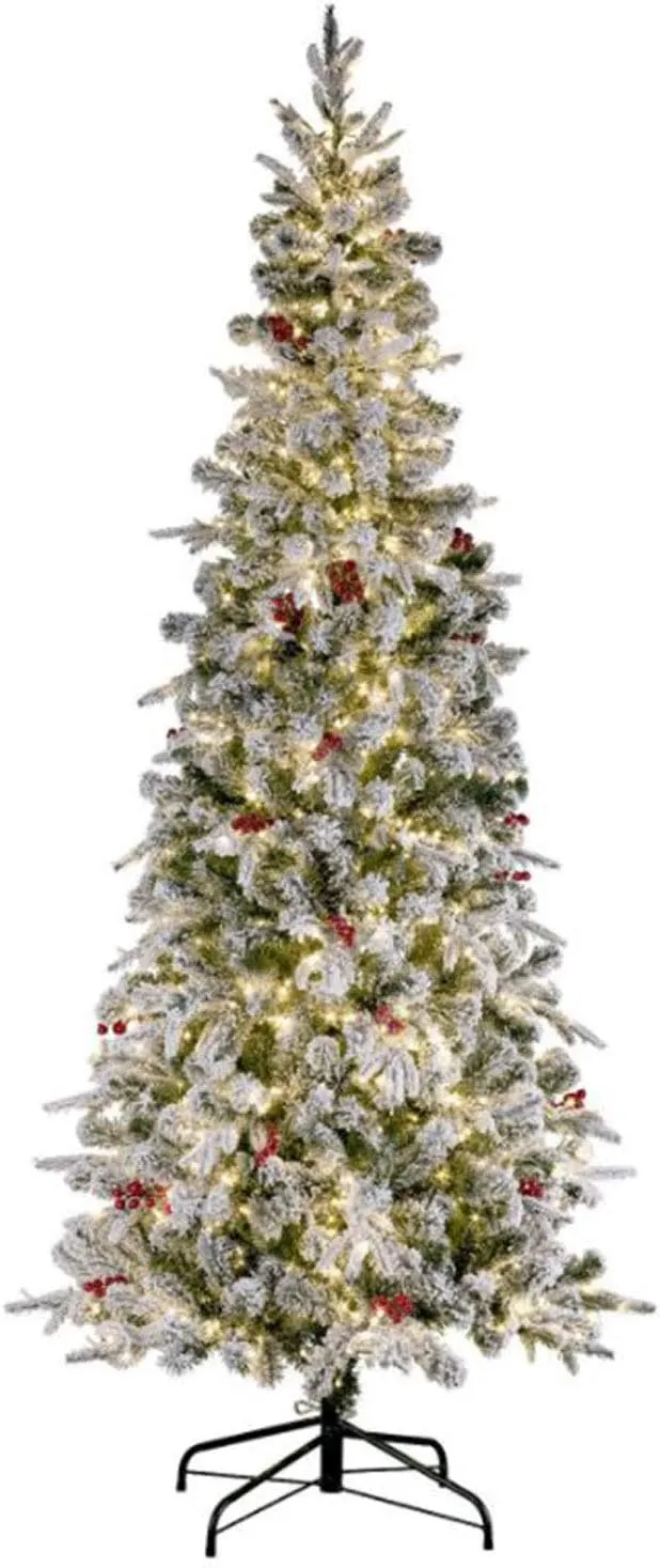 Haute Decor Lexington Artificial Flocked Fir Slim Christmas Tree (7-Foot)