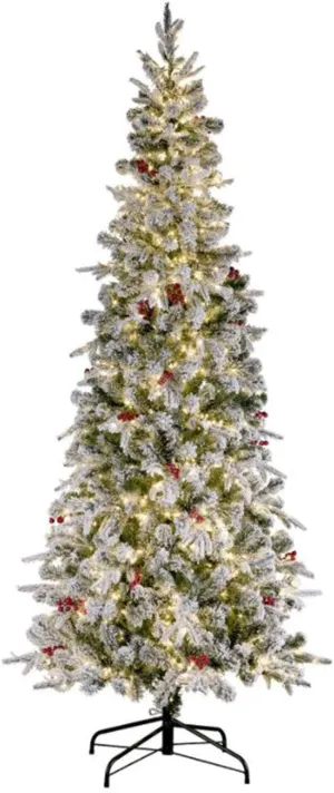 Haute Decor Lexington Artificial Flocked Fir Slim Christmas Tree (7-Foot)