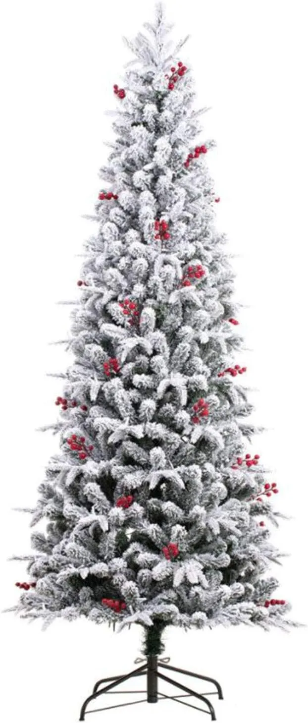 Haute Decor Lexington Artificial Flocked Fir Slim Christmas Tree (7-Foot)