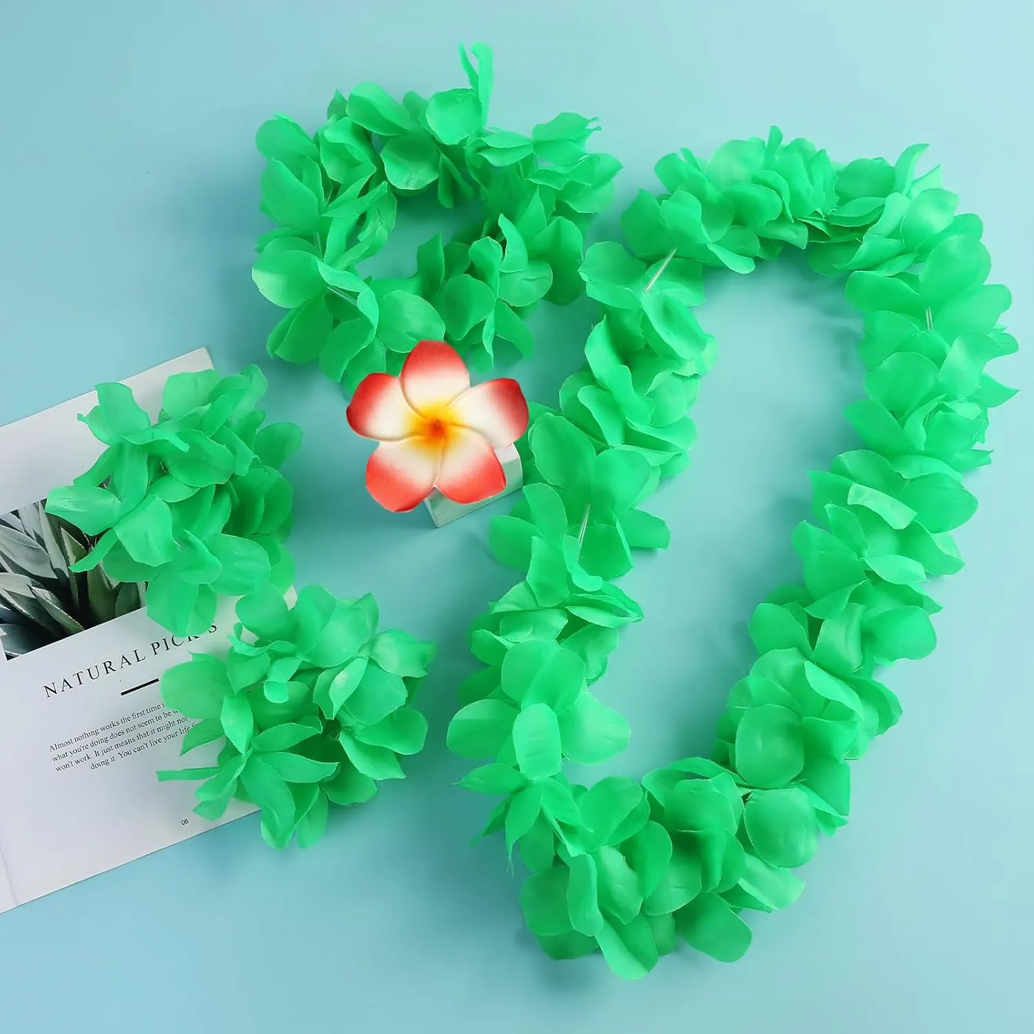 Hawaiian Little Girls Costume Dress with Luau Flower Leis Accessories Flower Hair Clip