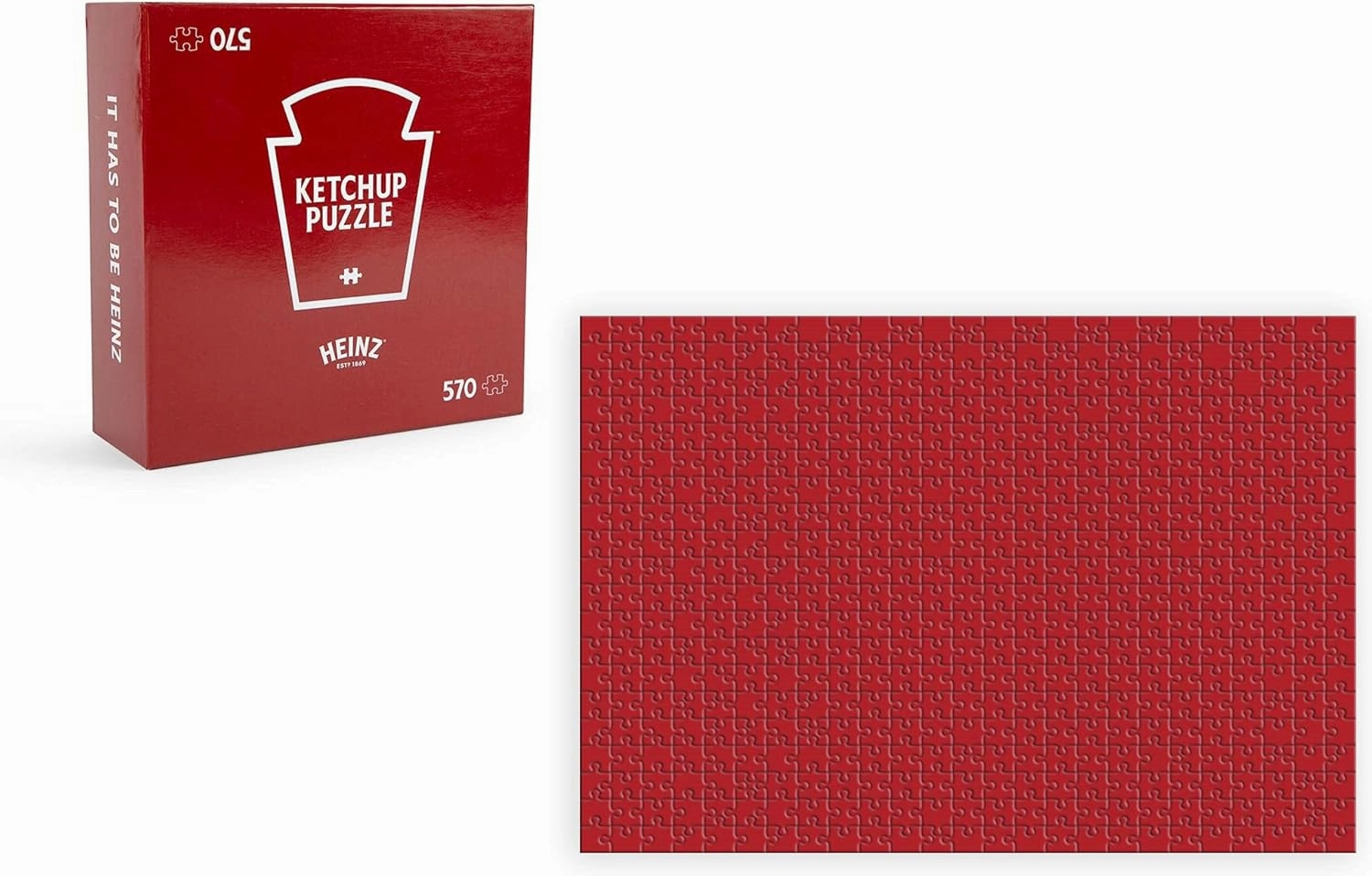 Heinz Ketchup All-Red Tomato Food Puzzle for Adults and Kids | Difficult 570 Piece Jigsaw Puzzle Toy | Fun Quarantine Gifts | Interactive Brain Teaser for Game Night | 11 x 37 Inches