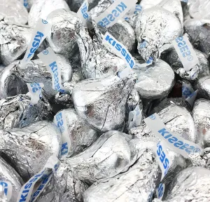 Hershey's Kisses Milk Chocolate, (327  pieces) 3.5 lbs Pounds individually wrapped in Silver Foil - Bag of -Perfect for Gifts, Candy Bowls & Buffets, Baking, Movie & Game Nights, in Tundras Bag