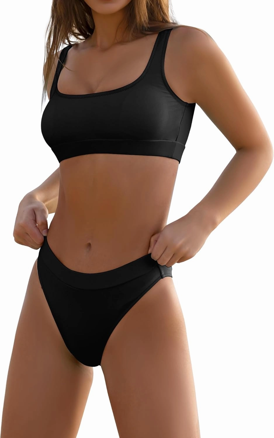 High Waisted Bikini for Women Tummy Control Bottoms Push Up Crop Top Swimsuit 2 Piece High Cut Teens Girls Bathing Suits