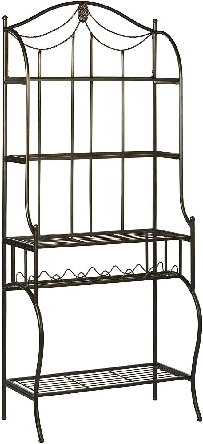 Hillsdale Camelot Baker's Rack, Black with gold highlights