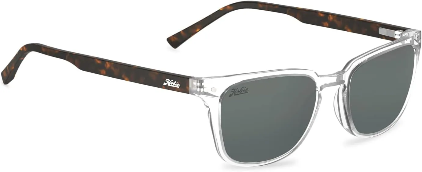 Hobie Vista Polarized Square Sunglasses, Shiny Crystal Clear, OSFA