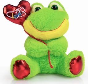 HollyHOME Frog Stuffed Animal Frog Plush Holding Red Love Balloon for Kids and Girlfriend Gifts 10 inch Green