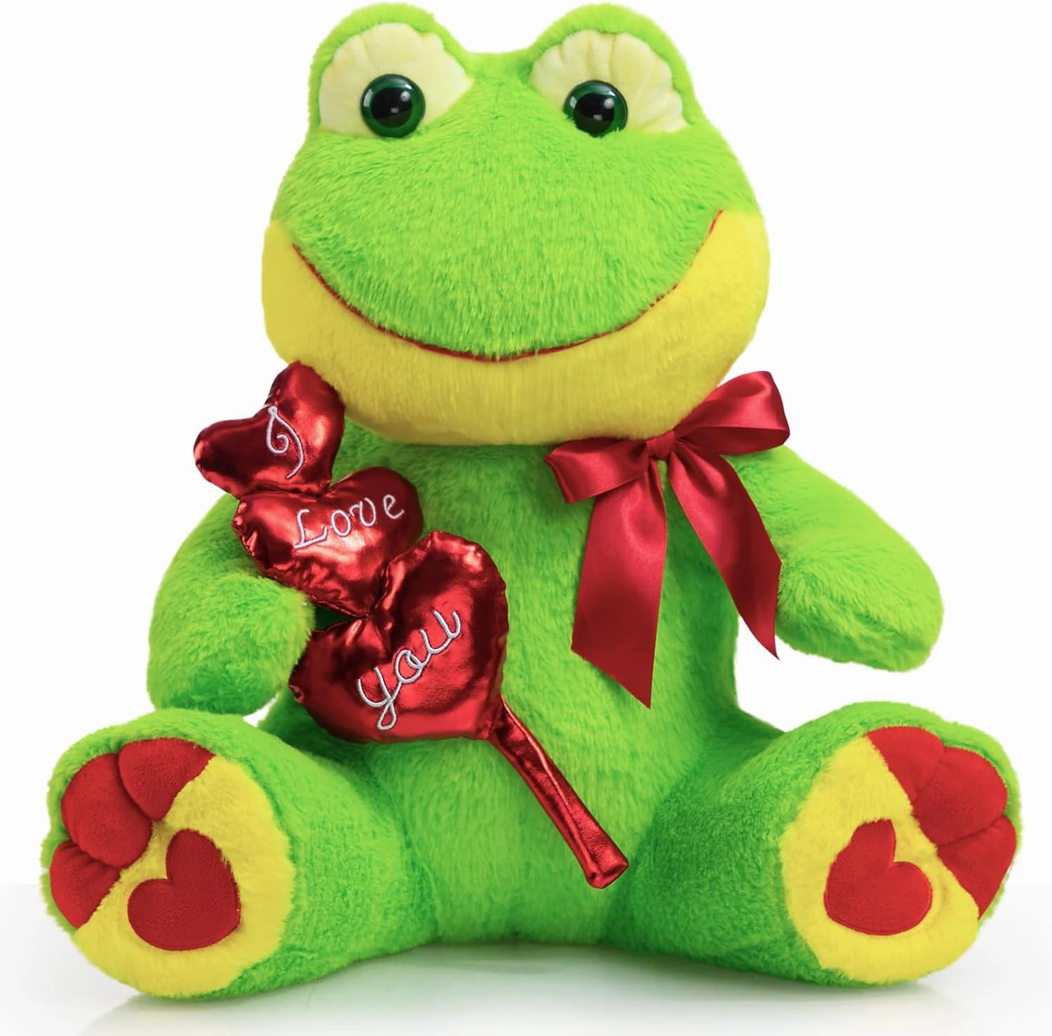 HollyHOME I Love You Frog Stuffed Animal Plush Frog with Red Hearts and Bow Sweet Plush Toy Gift 20 inches