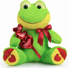 HollyHOME I Love You Frog Stuffed Animal Plush Frog with Red Hearts and Bow Sweet Plush Toy Gift 20 inches