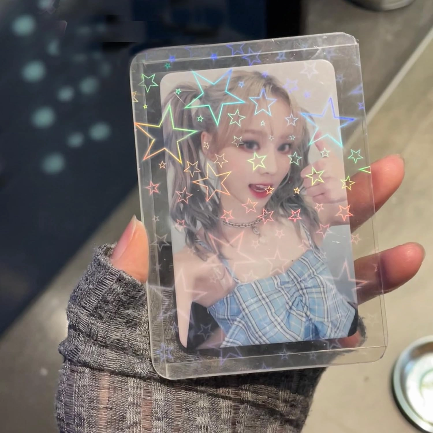 Holographic Card Holders 20pcs Hard Plastic Top Loader Card Cover Shiny Kpop Photocard Sleeves Game Card Toploaders 97x69mm
