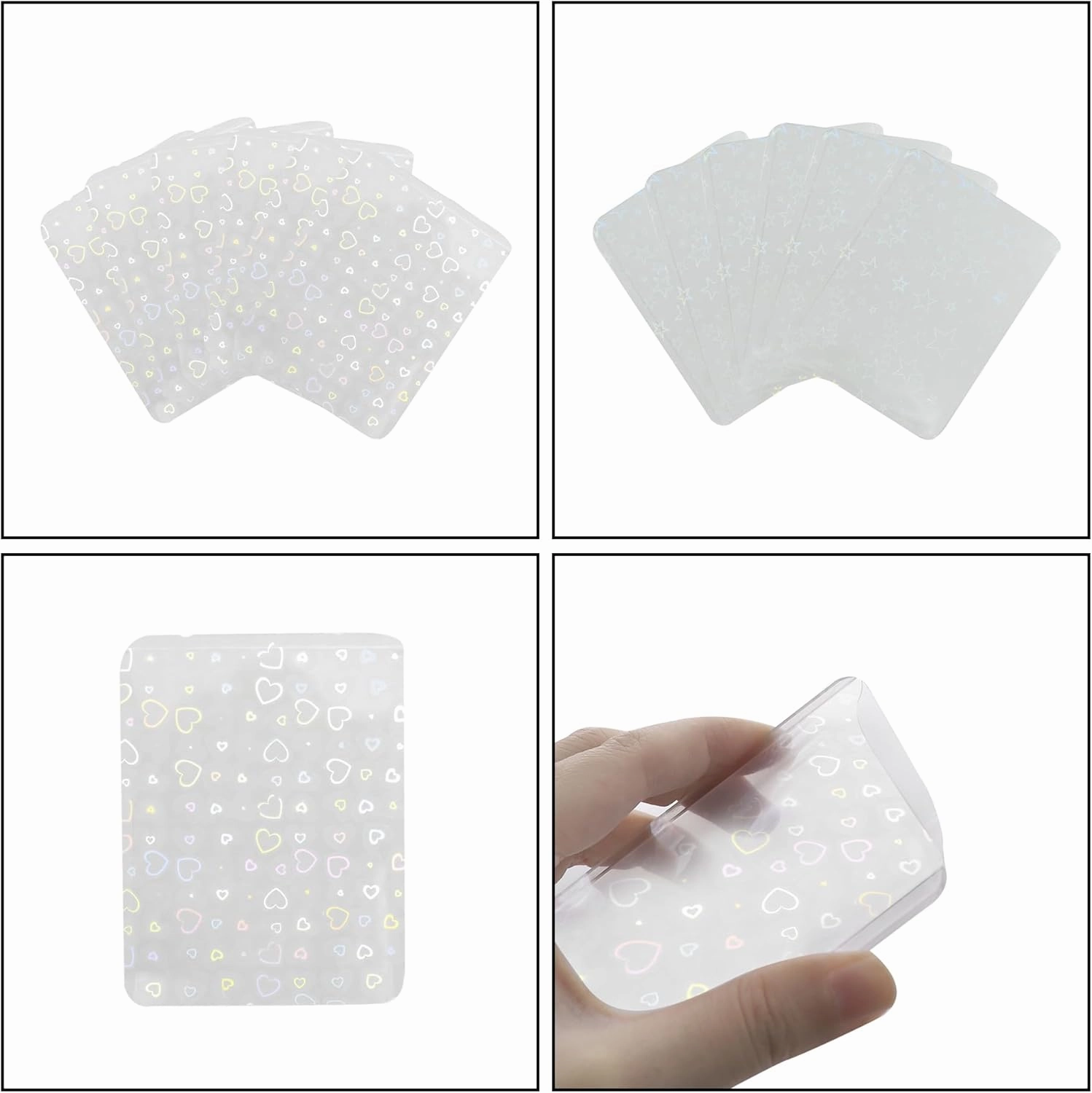 Holographic Card Holders 20pcs Hard Plastic Top Loader Card Cover Shiny Kpop Photocard Sleeves Game Card Toploaders 97x69mm