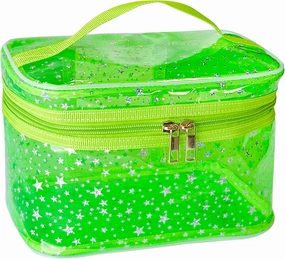 Holographic Makeup Bags Bulk,Clear Storage Bag Toiletry Pocket Portable Zippered Iridescent Pouch Waterproof Cosmetic Gift Bags for Women (Green-L)