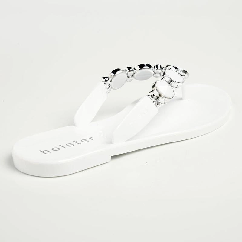 Holster Glam / Embellish Thong Sandals - White/Clear
