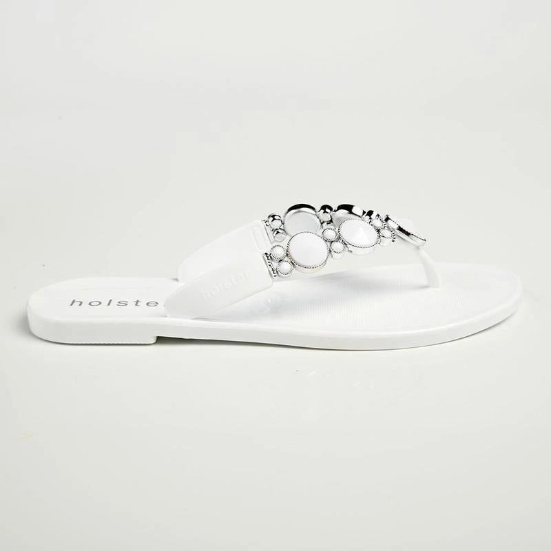 Holster Glam / Embellish Thong Sandals - White/Clear