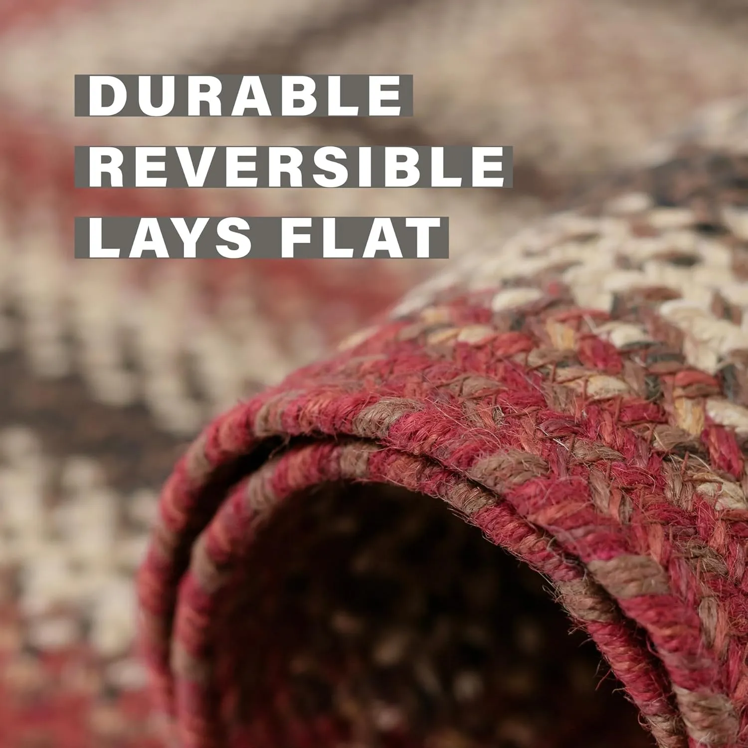 Homespice Chester Red Braided Rug, Enhance Your Home with Our 20x30 Small Accent Rug Kitchen, Bathroom, Entrway