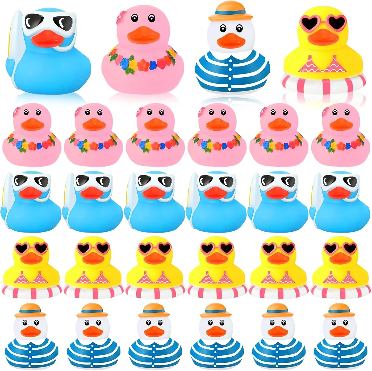 Honoson 36 Pcs Summer Beach Rubber Duckies Mini Rubber Duck Bath Toys Funny Float Bathtub Squeaky Ducky for Summer Pool Water Activity Baby Shower Classroom Birthday Party Favors(Vibrant Colors)