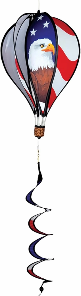 Hot Air Balloon Hanging Garden Spinner 16" - Vibrant Patriotic Eagle Design, Weather-Resistant Outdoor Decor, Durable & Lightweight for Patios, Yards, and Gardens - Eye-Catching Wind Spinner