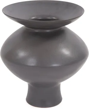 Howard Elliott Graphite Ceramic Flared Vase- Small