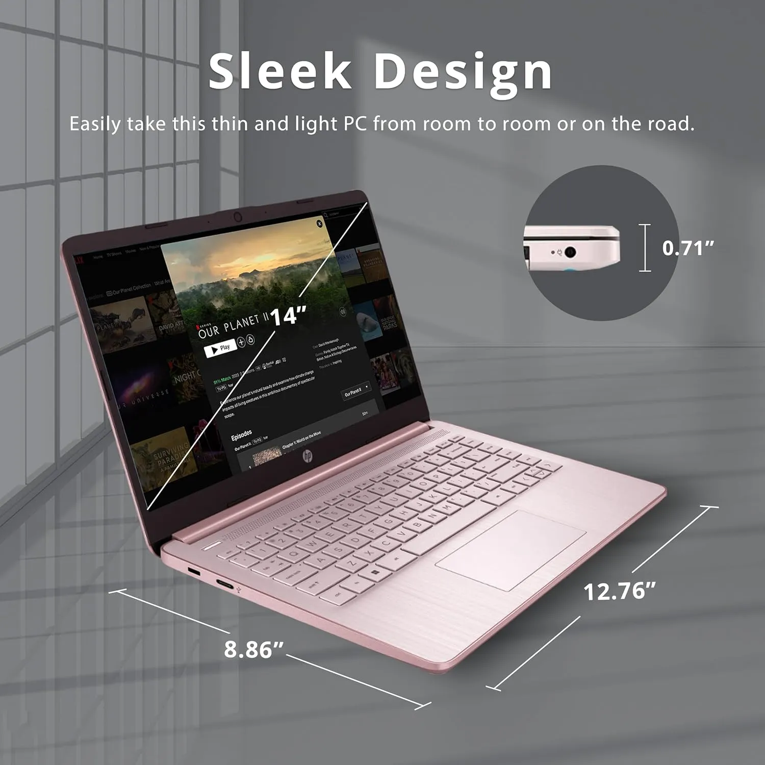HP Stream 14" HD BrightView Laptop, Intel Celeron N4120 Processor, 16GB RAM, 64GB SSD, Intel UHD Graphics, 720p Webcam, WiFi, HDMI, Win 11 S, Pink (Renewed)