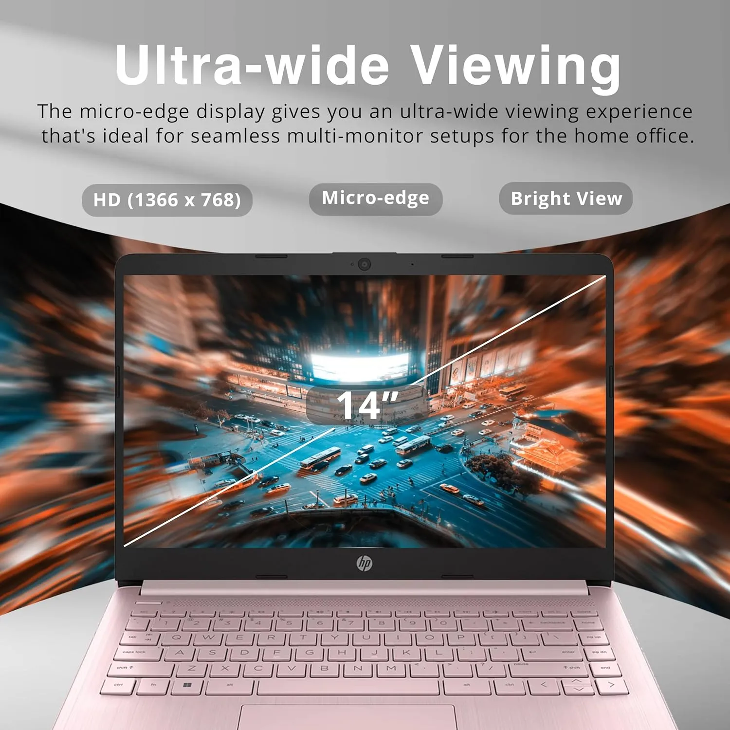 HP Stream 14" HD BrightView Laptop, Intel Celeron N4120 Processor, 16GB RAM, 64GB SSD, Intel UHD Graphics, 720p Webcam, WiFi, HDMI, Win 11 S, Pink (Renewed)