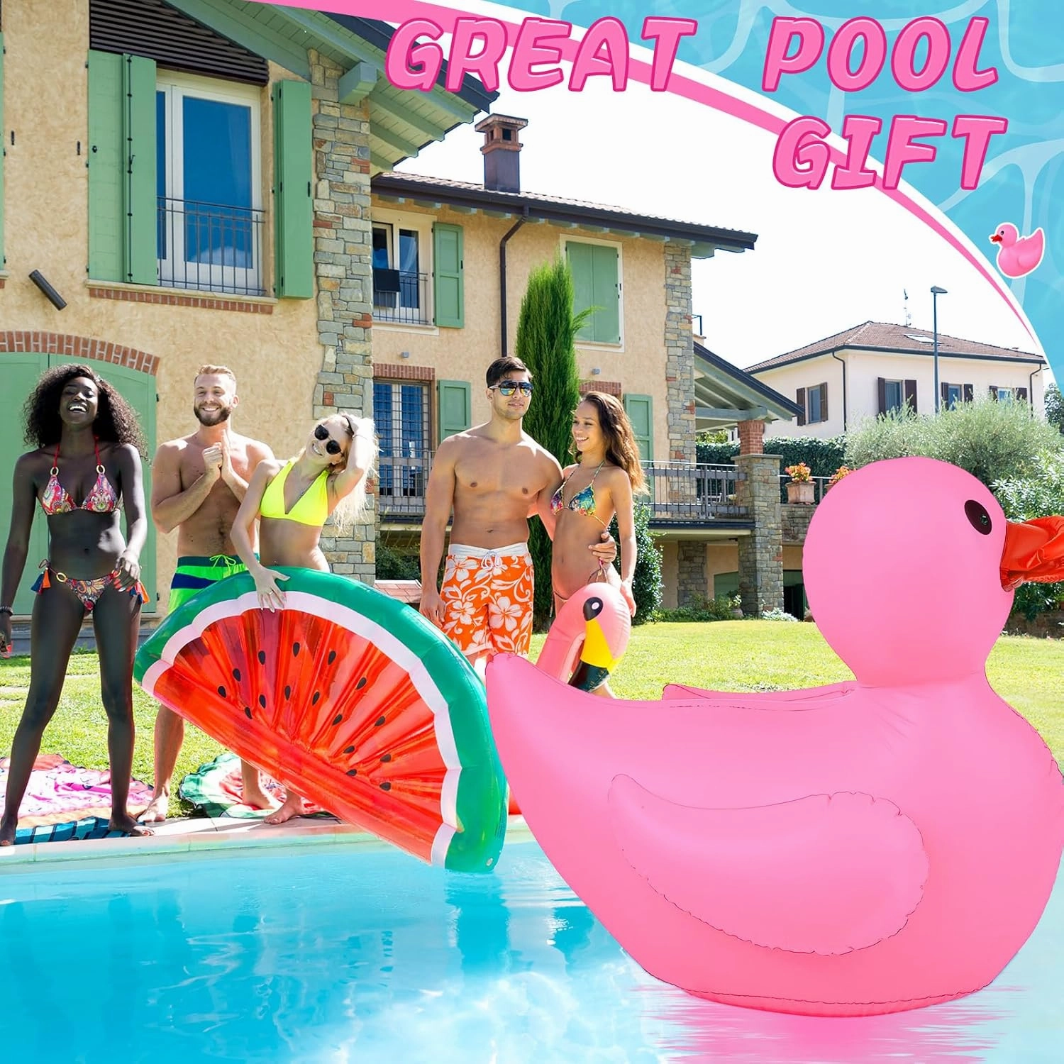 Hungdao 1 Pack 4 Feet Giant Inflatable Duck Huge Rubber Duck Large Blow up Pool Float for Summer Beach Swimming Pool Carnival Birthday Party Parade Decoration (Pink)
