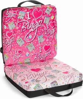 I Love Bingo Pink/Black Double Cushion for Relief During Bingo