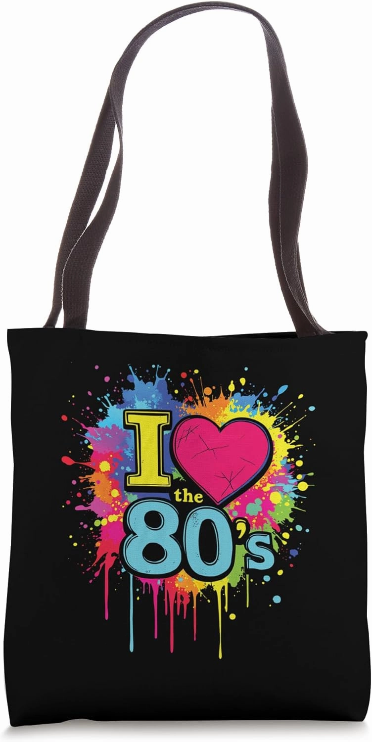 I Love the 80's Retro Splash Nostalgic Classic Fun Vibes Tote Bag