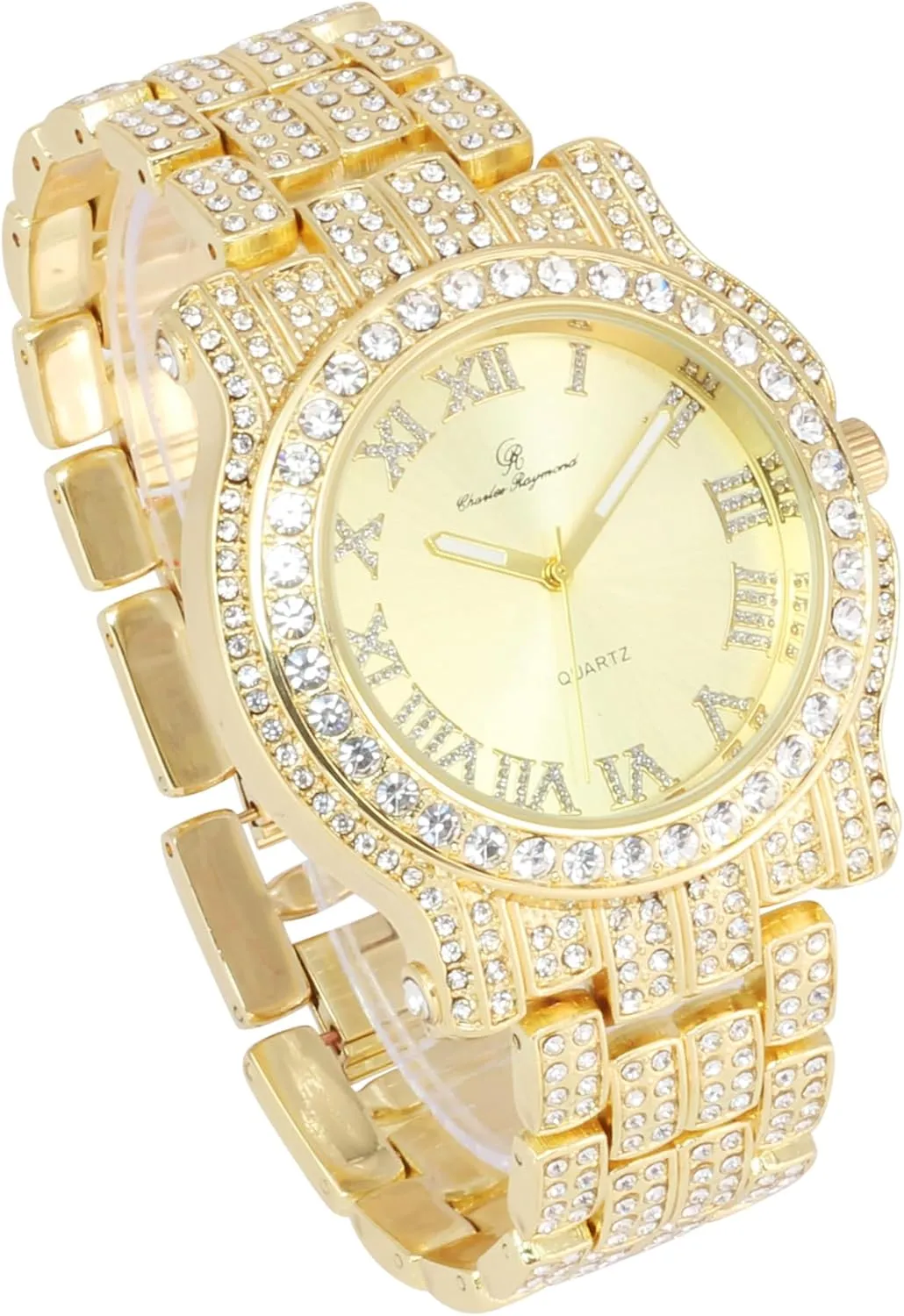 Ice on Blast! Bling'ed Out Hip Hop Rolly Looks w/Ice on Watch & Jewelry -Your Choice of Matching Zig Zag Bling'ed Out Necklace Set or Necklace & Bracelet Set - ZZ Sets