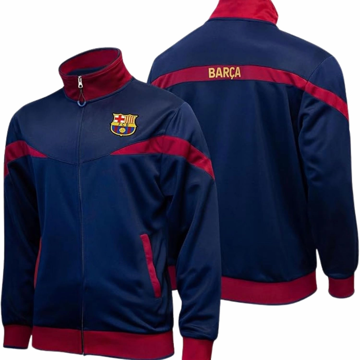 Icon Sports Officially Licensed FC Barcelona Adult Soccer Zip-Up Warm Up Track Jacket