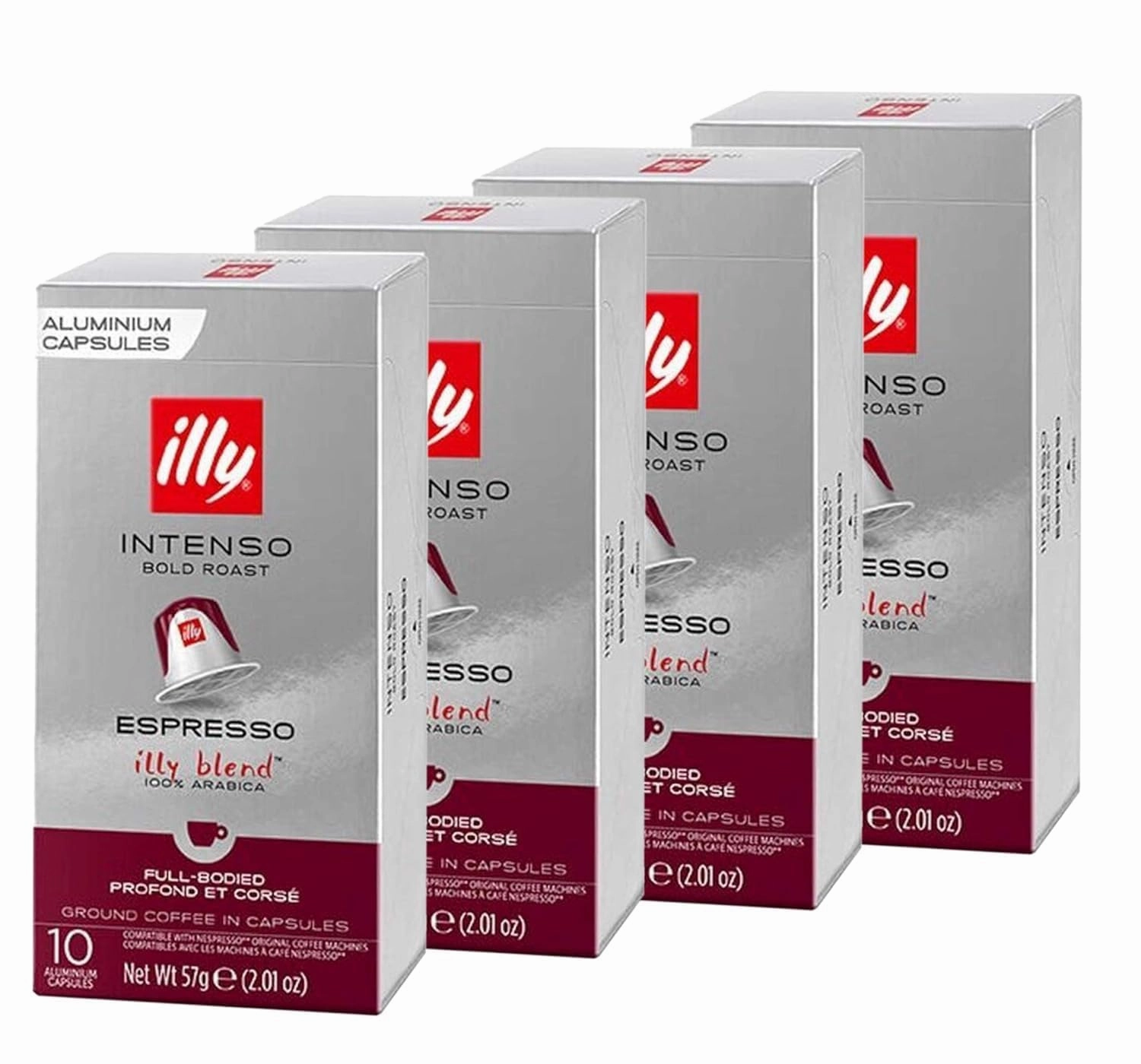 illy Aluminum Espresso Capsules - Compatible with Nespresso Machines - Intenso Bold Roast Coffee - Full of Flavor - Notes of Cocoa and Dried Fruit - Single Serve Capsules - 10 Count (Pack of 4)