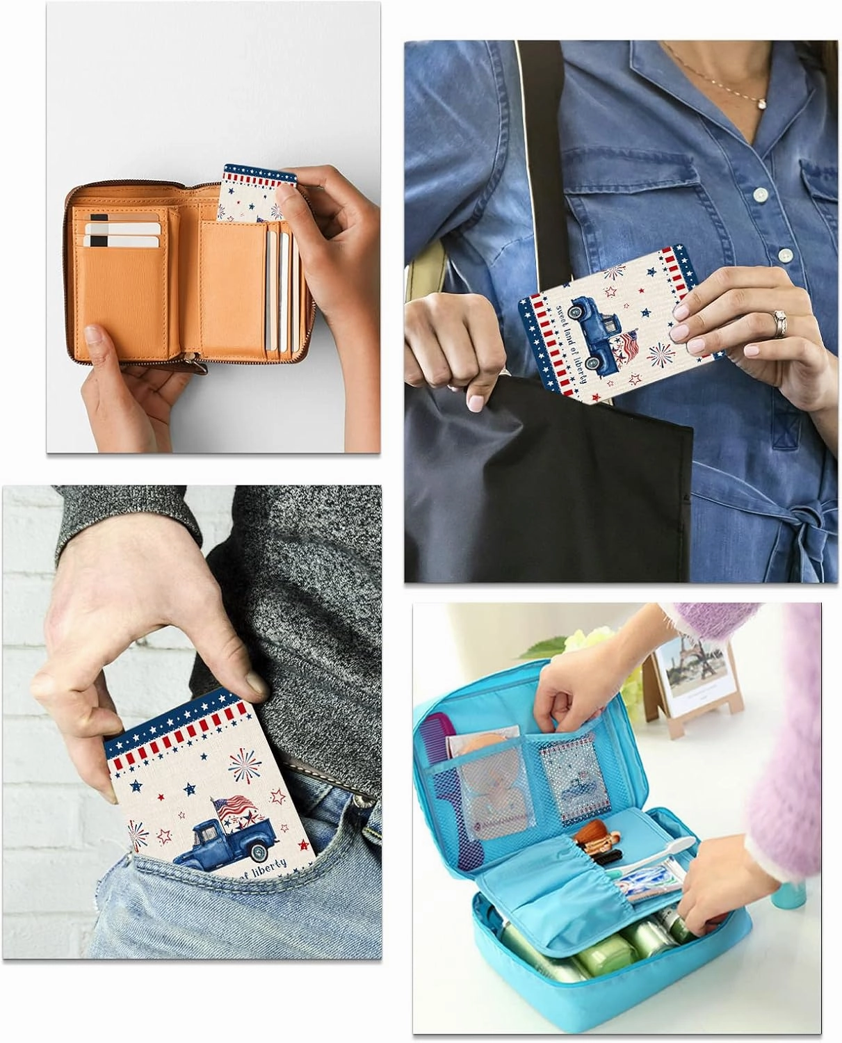 Independence Day Truck American Star Small Compact Mirror for Purse, Independence Day Truck American Star Travel Makeup Mirror for Women Men, Rectangular Handheld Compact Pocket Mirror 1 PCS