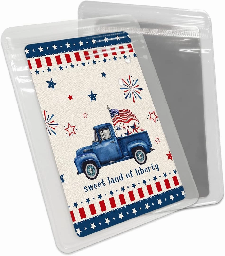 Independence Day Truck American Star Small Compact Mirror for Purse, Independence Day Truck American Star Travel Makeup Mirror for Women Men, Rectangular Handheld Compact Pocket Mirror 1 PCS