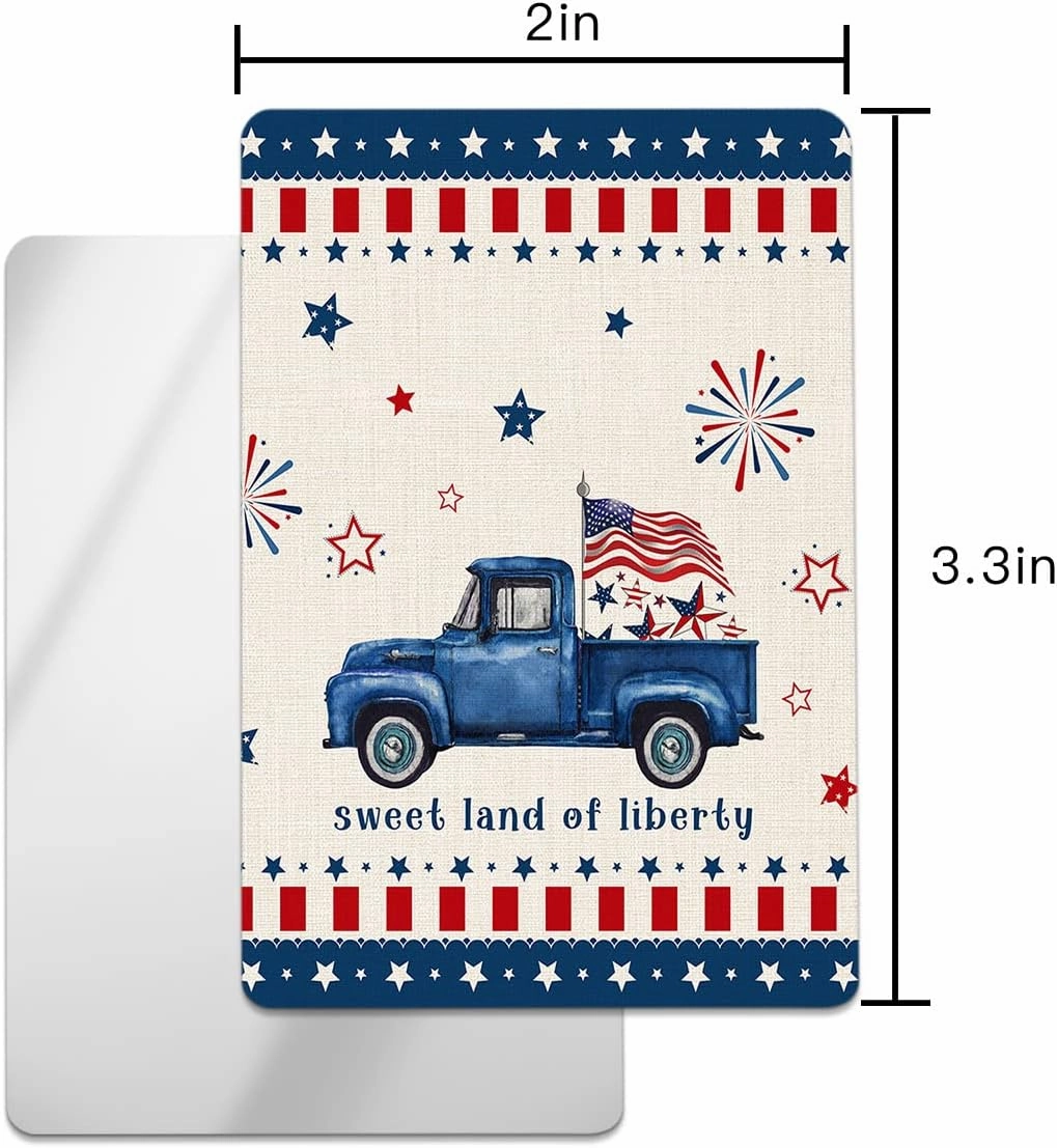 Independence Day Truck American Star Small Compact Mirror for Purse, Independence Day Truck American Star Travel Makeup Mirror for Women Men, Rectangular Handheld Compact Pocket Mirror 1 PCS