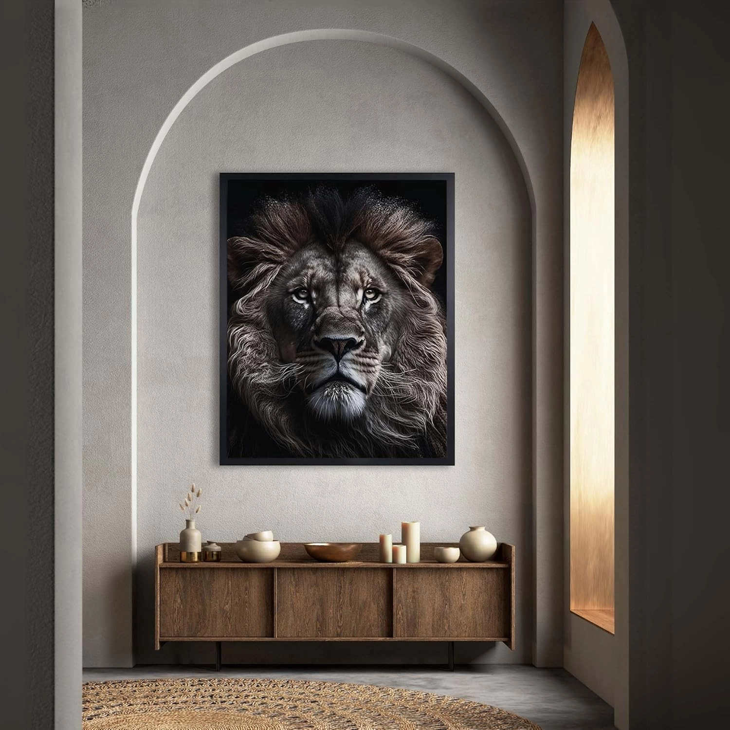 InkFlow Lion Poster - Bold Wall Décor for Home, Studio, or Office, Perfect for Animal Lovers and Creative Spaces - 24x32 Unframed Canvas Wall Art