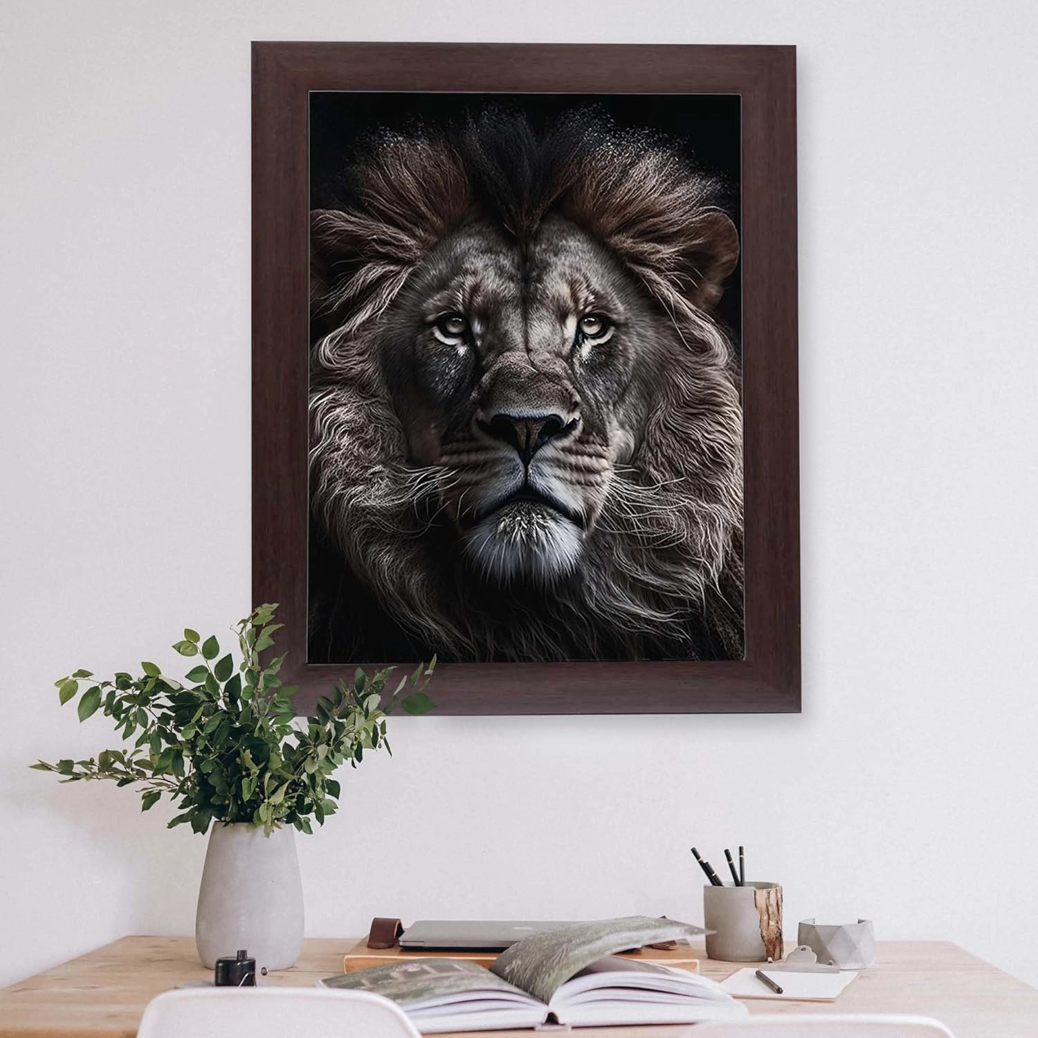 InkFlow Lion Poster - Bold Wall Décor for Home, Studio, or Office, Perfect for Animal Lovers and Creative Spaces - 24x32 Unframed Canvas Wall Art