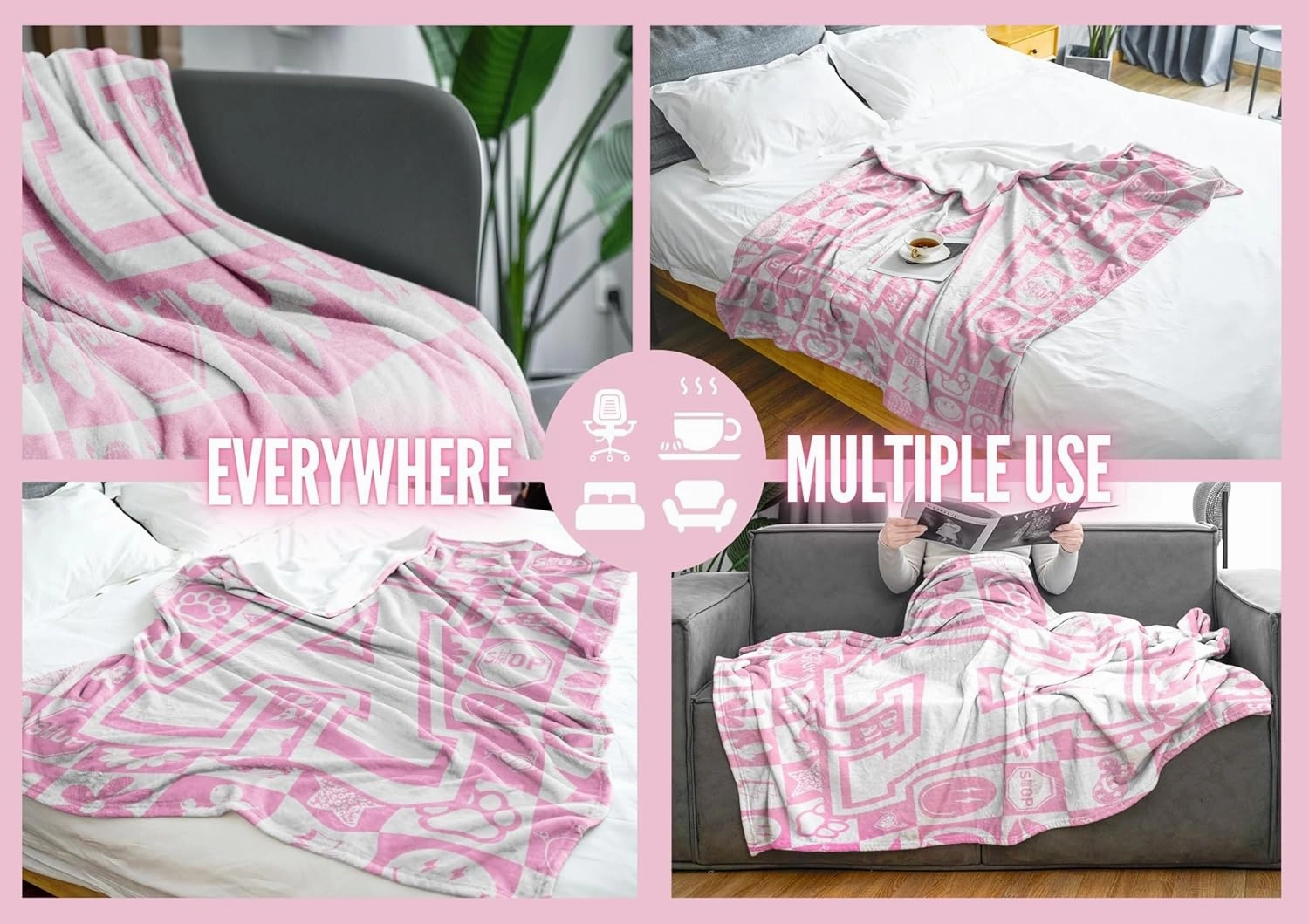 InnoBeta Preppy Throw Blanket, Personalized Initial Throw Blanket, Cute Throw, Cosmetic Bedding Stuff, Birthday Gift for Daughter, Preppy Things for Girls, L