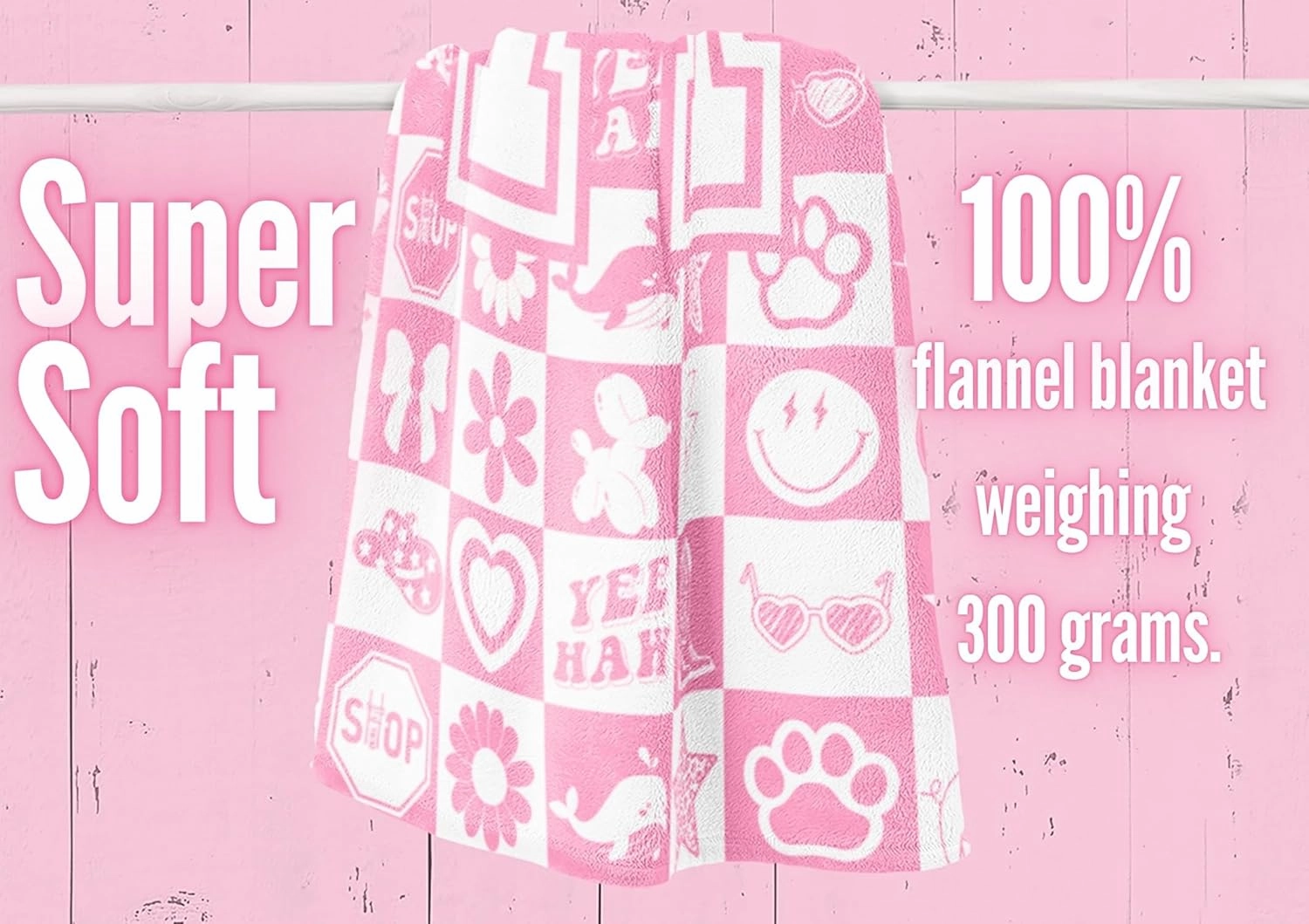 InnoBeta Preppy Throw Blanket, Personalized Initial Throw Blanket, Cute Throw, Cosmetic Bedding Stuff, Birthday Gift for Daughter, Preppy Things for Girls, L