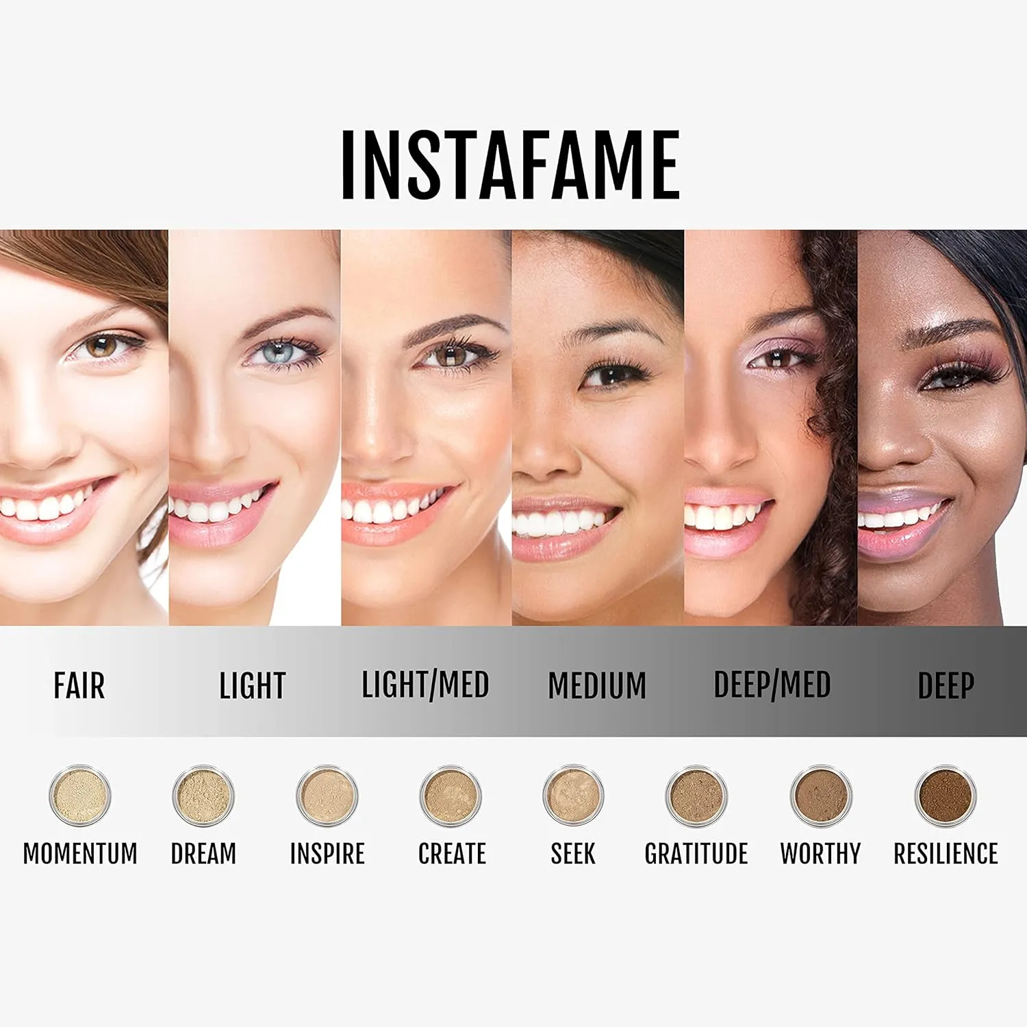 InstaFame Loose Mineral Foundation Powder, Full Coverage Matte With Natural SPF for Sensitive Skin, Seek
