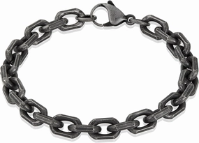 Invicta Bracelet for Men, Stainless Steel Chain Jewelry, Beveled Edge Rectangular, 8.5mm, 8.75"