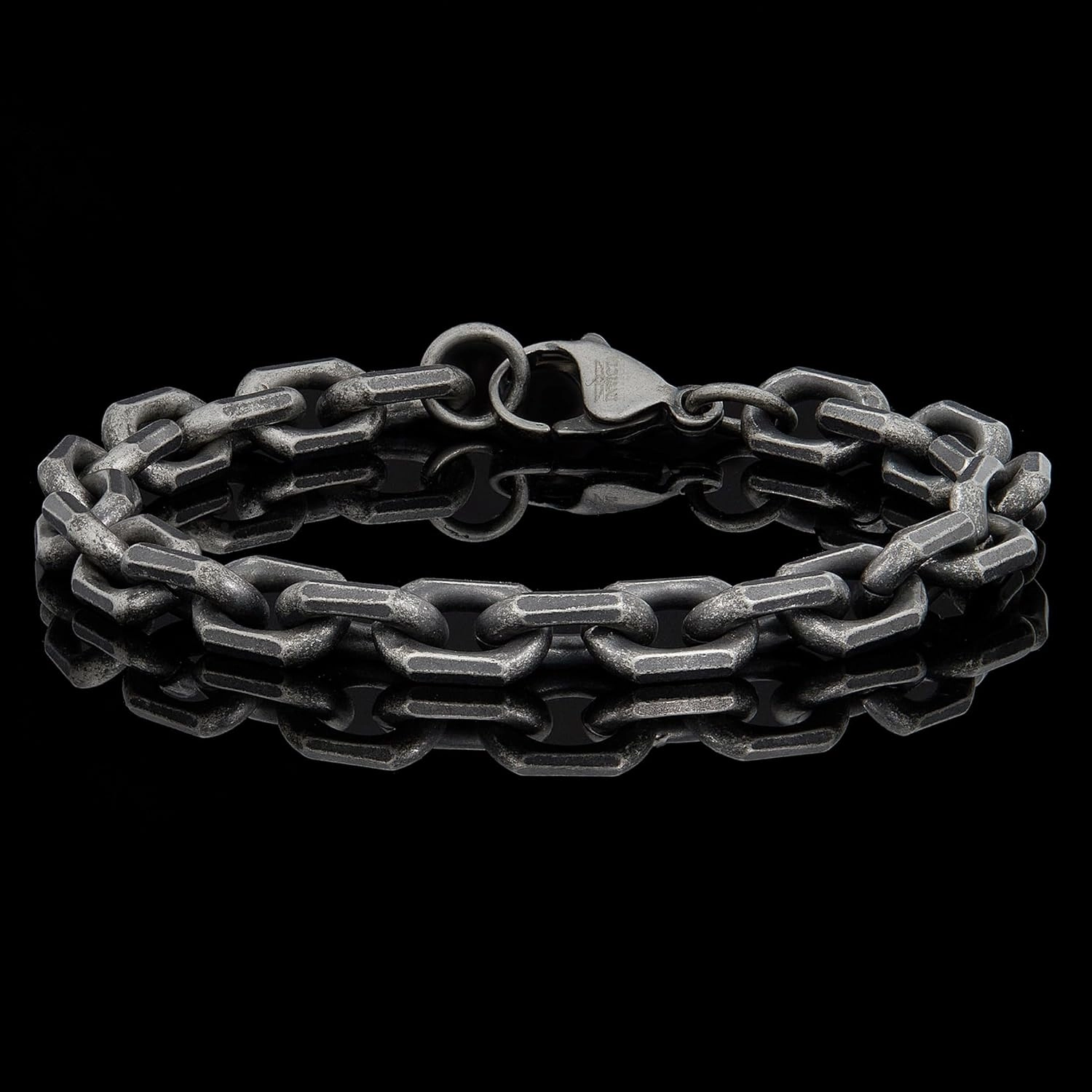Invicta Bracelet for Men, Stainless Steel Chain Jewelry, Beveled Edge Rectangular, 8.5mm, 8.75"