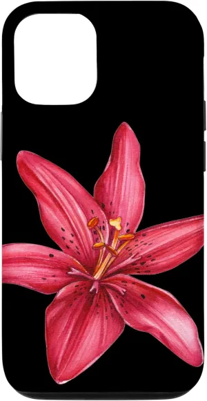 iPhone 12/12 Pro Red Flowers Blooming Tiger Lily Watercolor Floral Lover Case