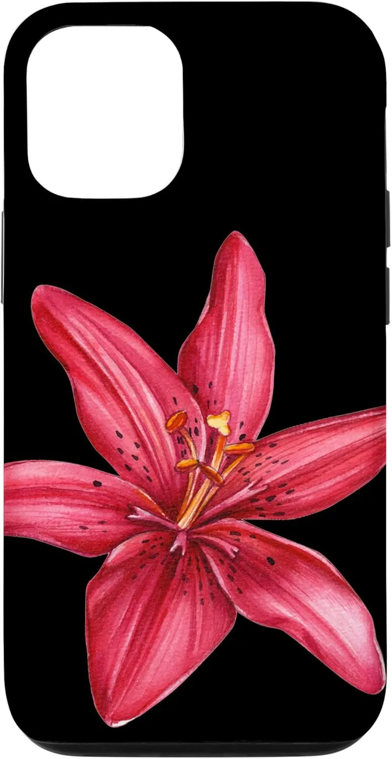 iPhone 12/12 Pro Red Flowers Blooming Tiger Lily Watercolor Floral Lover Case